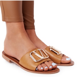 PS1 Chinelos Clássicos Femininos Camel Vicky castanho dourado