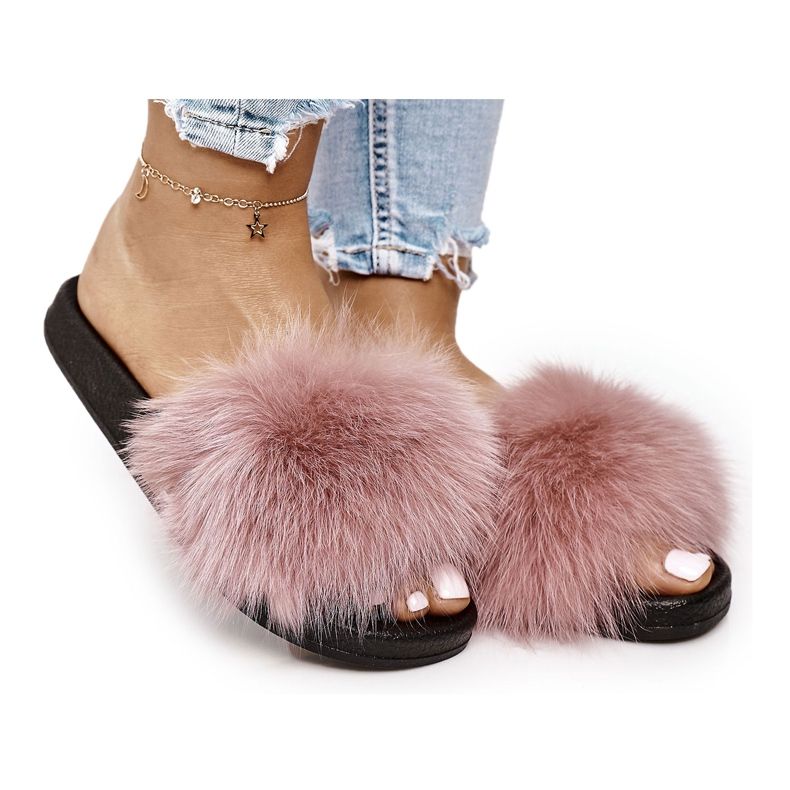 PS1 Chinelos femininos com pele rosa Belmondo