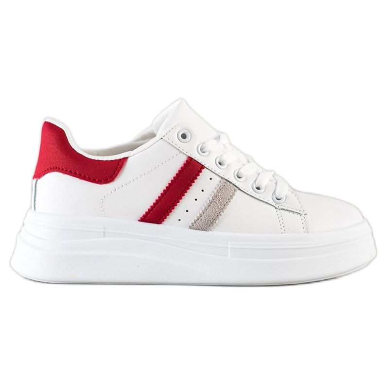 SHELOVET Tênis com inserções de camurça branco