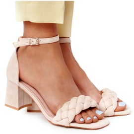 PS1 Sandálias de salto alto camurça bege Long Island