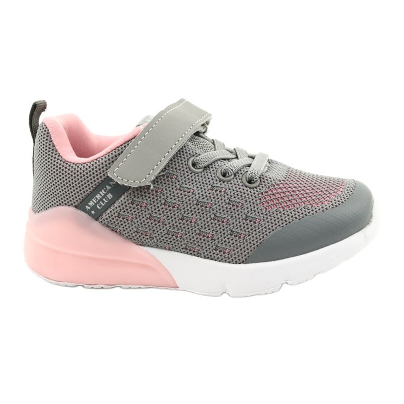 American Club Calçados femininos esportivos com velcro RL12 / 21 cinza rosa