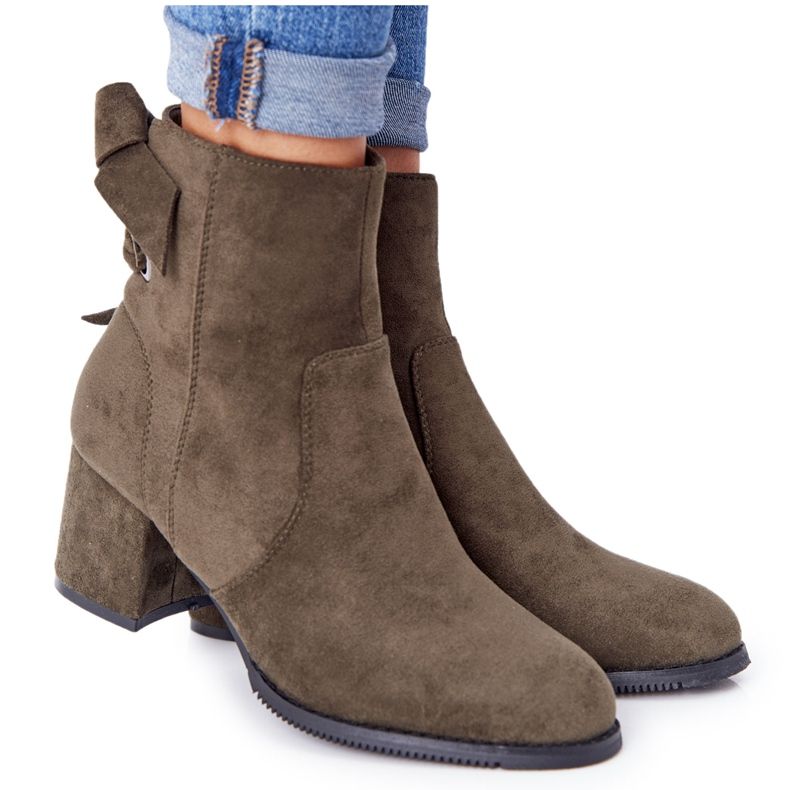 PJ1 Botas quentes femininas verdes de salto Kayla