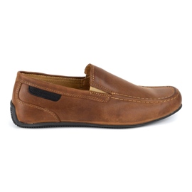 Polbut Mocassins de couro masculino camelo 2105 marrom