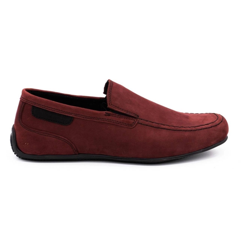 Polbut Mocassins de couro masculino 2105 bordô vermelho
