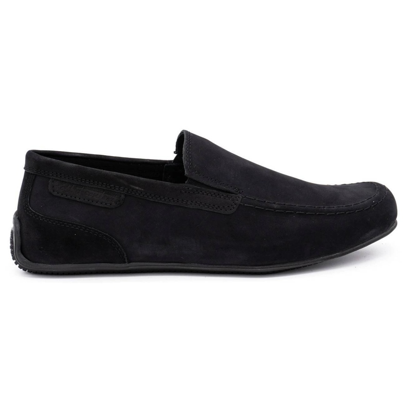 Polbut Mocassins de couro masculino 2105 nobuck preto