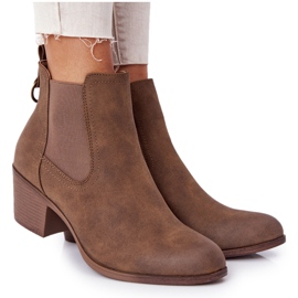 Botas quentes femininas Chelsea Botas de salto Khaki Trinity marrom
