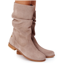 Botas de camurça femininas Maciejka 05057-04 Bege marrom