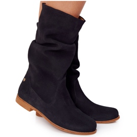Botas altas de camurça feminina Maciejka 05057-01 Pretas preto