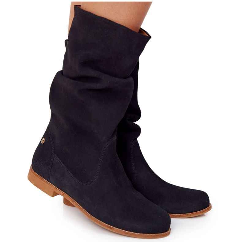 Botas altas de camurça feminina Maciejka 05057-01 Pretas preto