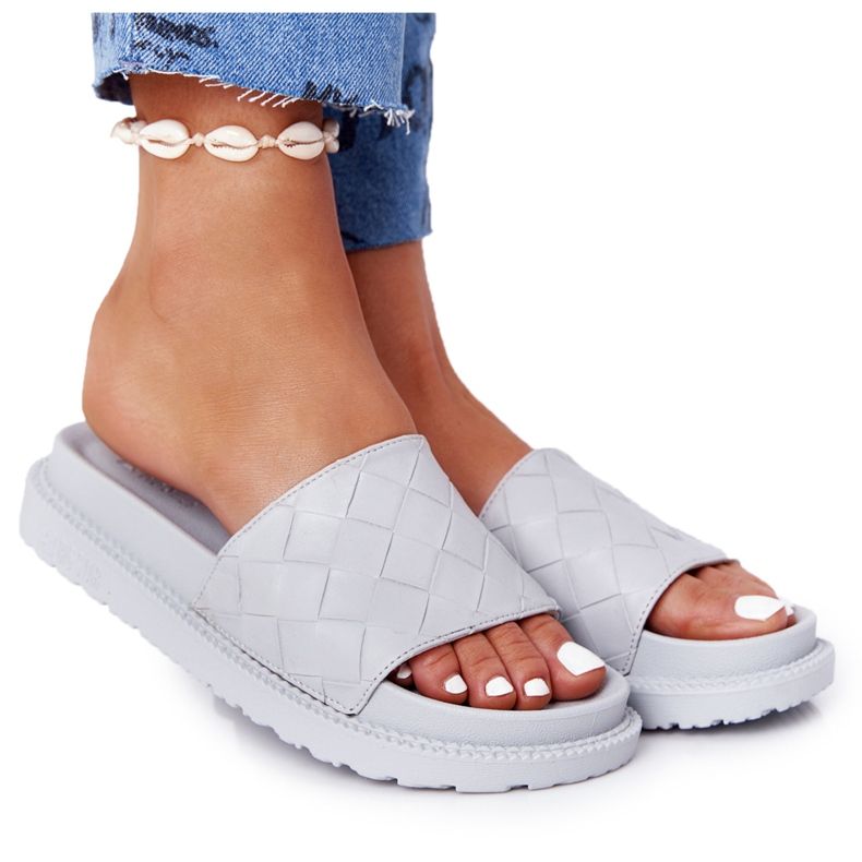 Chinelos femininos na plataforma Big Star HH274688 cinza