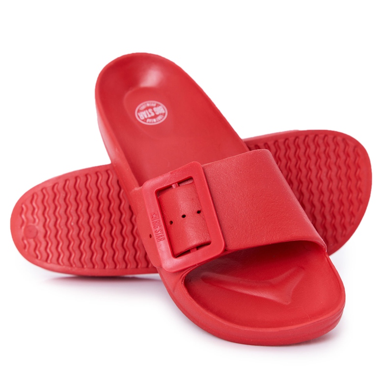 Chinelos femininos Big Star com fivela vermelha FF274A385 vermelho