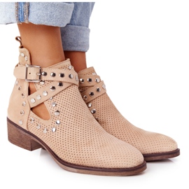 PS1 Botas perfuradas com strass Beige Dakota bege