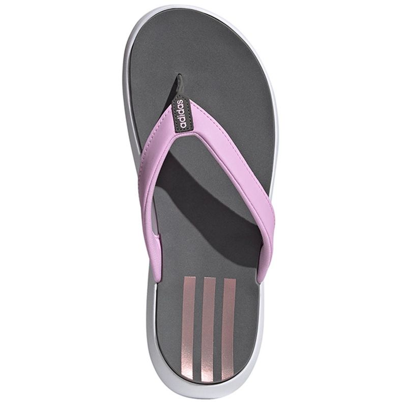 Chinelos de flip-flop Conforto feminino da Adidas FY8658 cinza-rosa