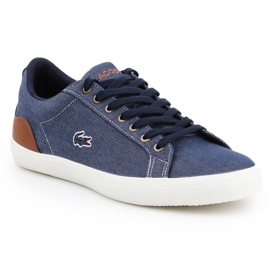 Sapatos de estilo de vida Lacoste Lerond 317 2 Cam M 7-34CAM00422Q8 branco marrom azul-marinho
