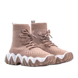 Tênis com meia Khaki Gisselle bege