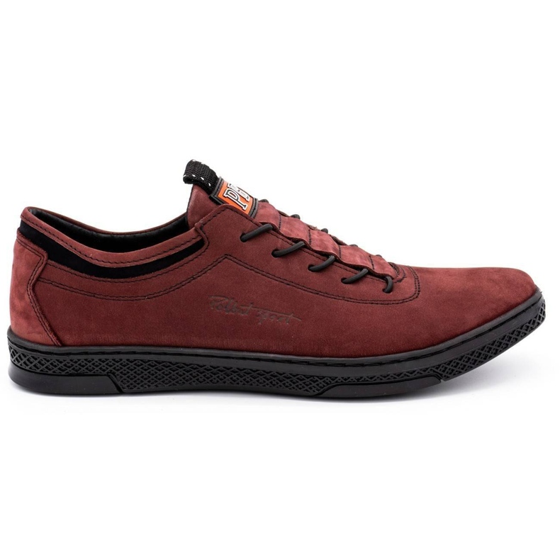 Polbut Sapatos casuais de couro masculino K23 bordô vermelho