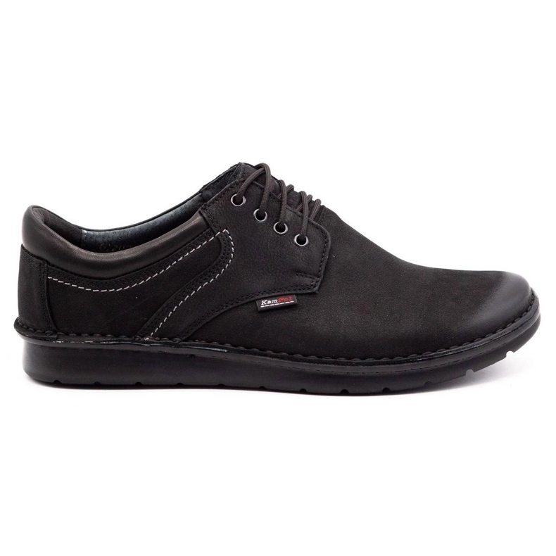Kampol Sapatos masculinos casuais 11/3 nobuck preto