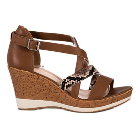 Sergio Leone Sandálias marrons em cunha marrom