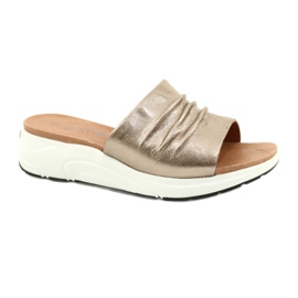 Caprice Chinelos Confortáveis ​​Femininos Taupe Metálico 9-27203-26 341 marrom dourado