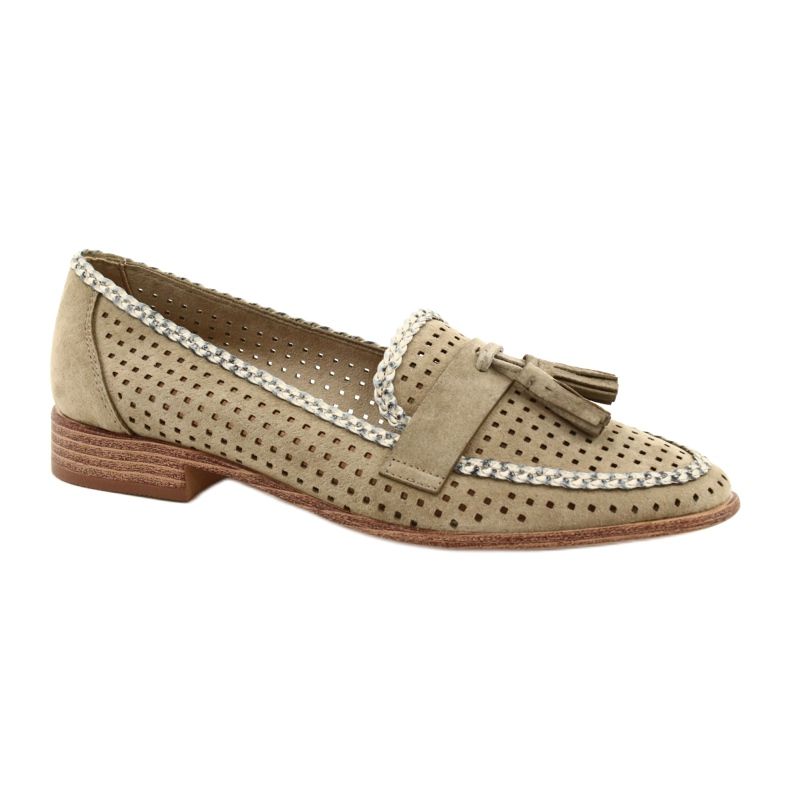 Sergio Leone Mocassins de camurça vazados MK735 Bege