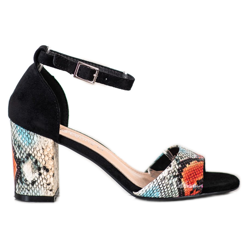 Sandálias Sergio Leone elegantes preto multicolorido