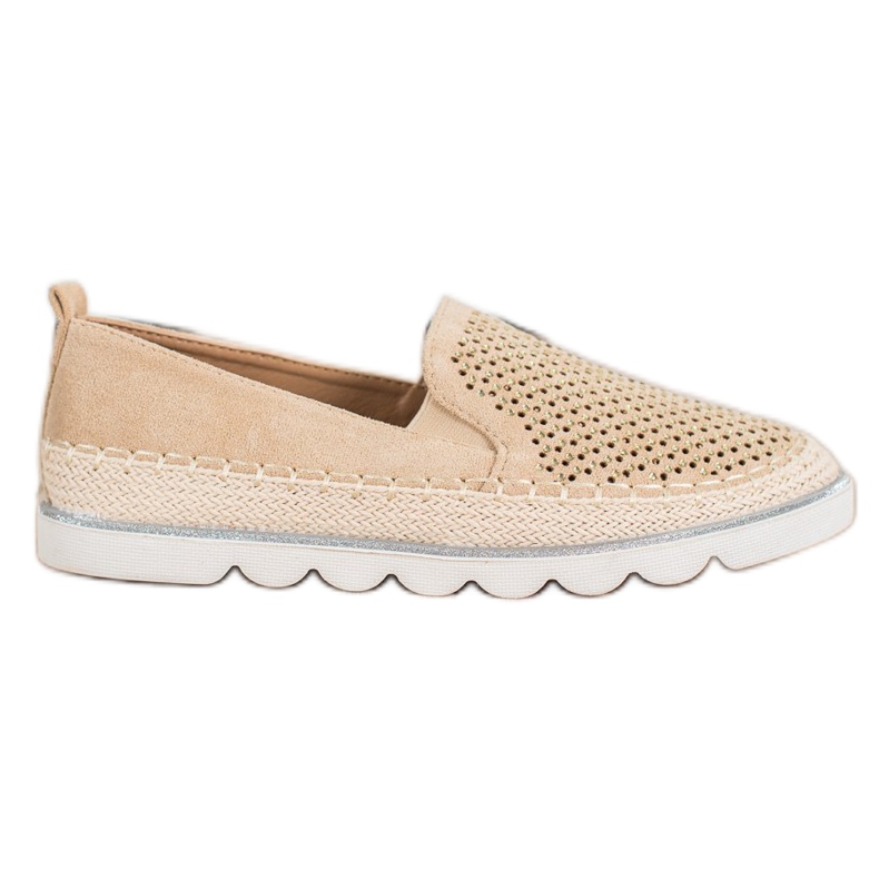 SHELOVET Slipons Openwork Com Cristais bege