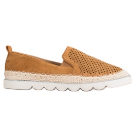 SHELOVET Slipons Openwork Com Cristais castanho