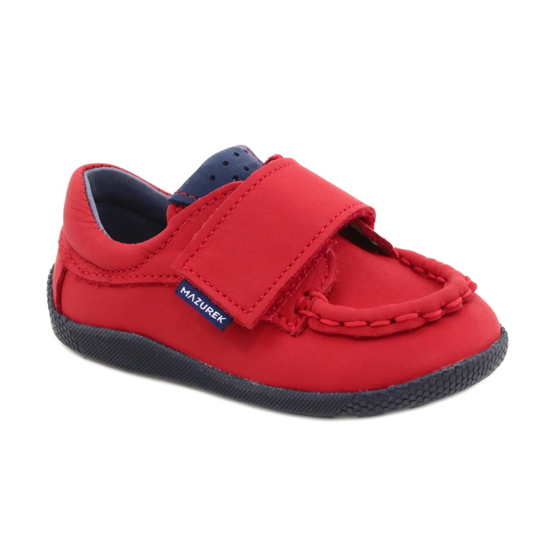Mazurek Meninos de couro vermelho mocassins 113