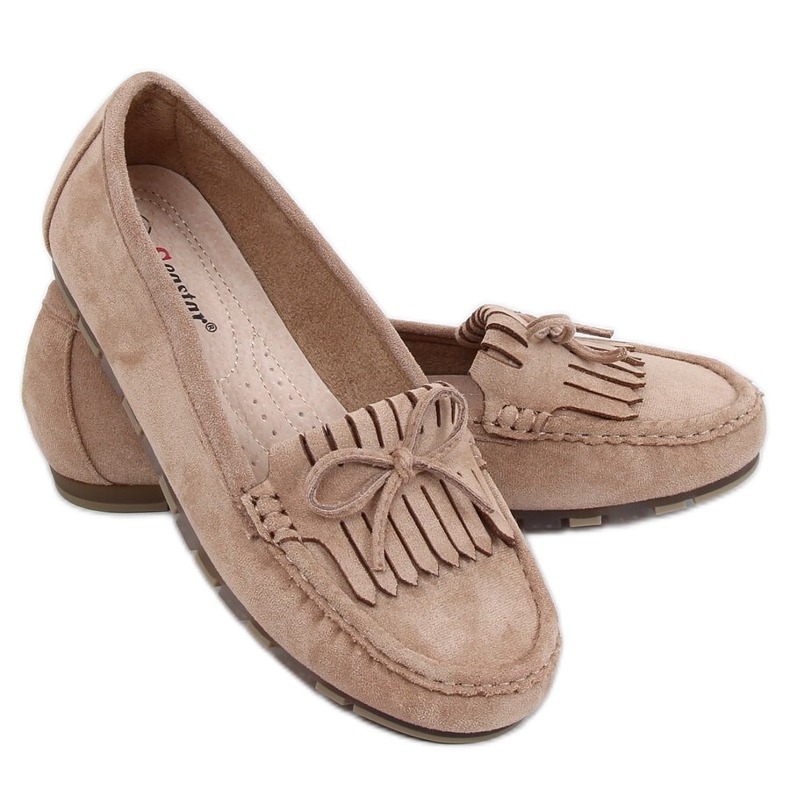 Mocassins femininos bege escuro GS11P Khaki cáqui