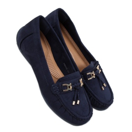 Mocassins femininos em plataforma azul marinho H9228 Azul azul-marinho