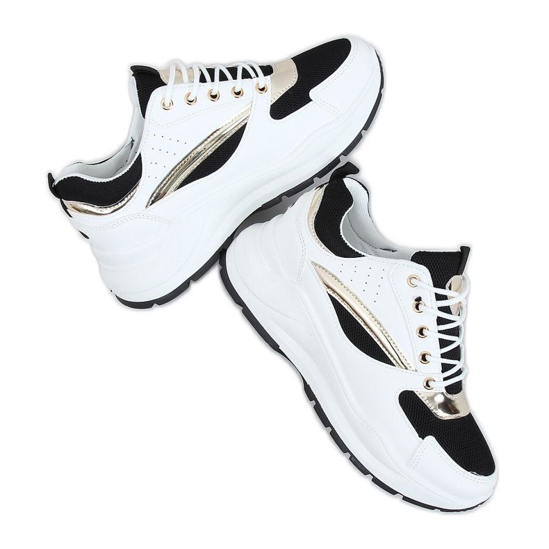 Sapatos esportivos preto e branco 9795 Preto dourado