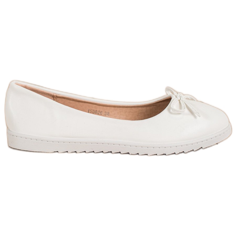 Diamantique Bailarinas elegantes com couro ecológico branco