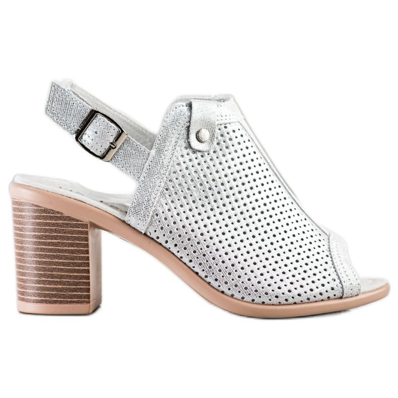 Sandálias brilhantes feitas de couro VINCEZA prata