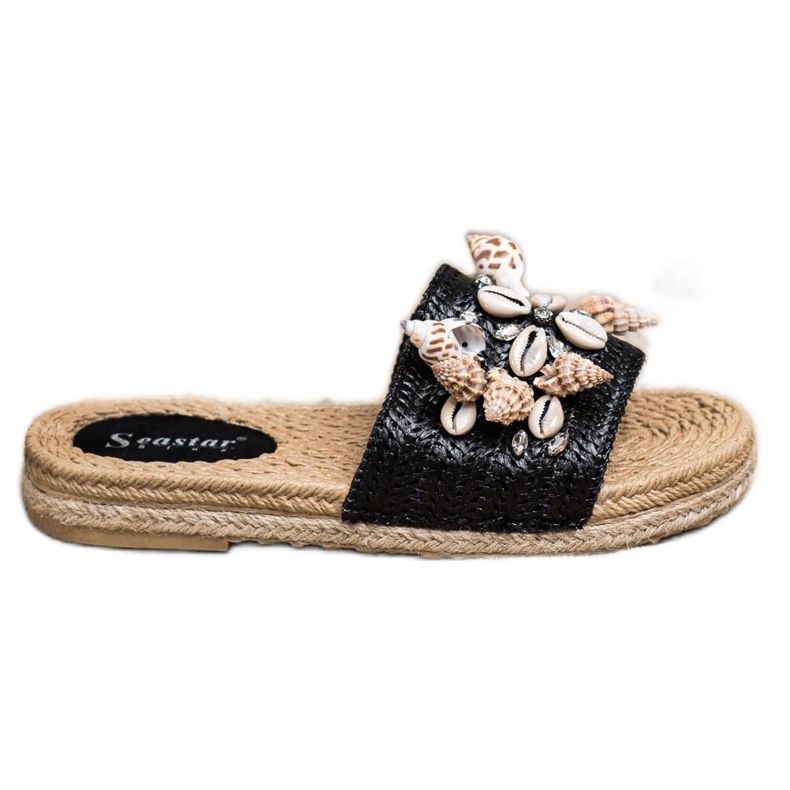Seastar Chinelos na plataforma com conchas preto