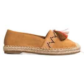 Best Shoes Alpercatas da moda com ornamentos marrom