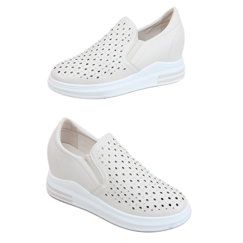 Tênis deslizam na cunha bege HY-251 Bege