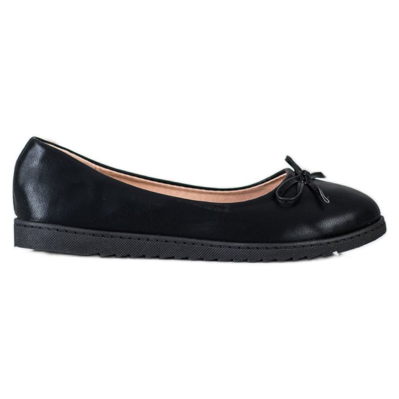 Diamantique Bailarinas elegantes com couro ecológico preto