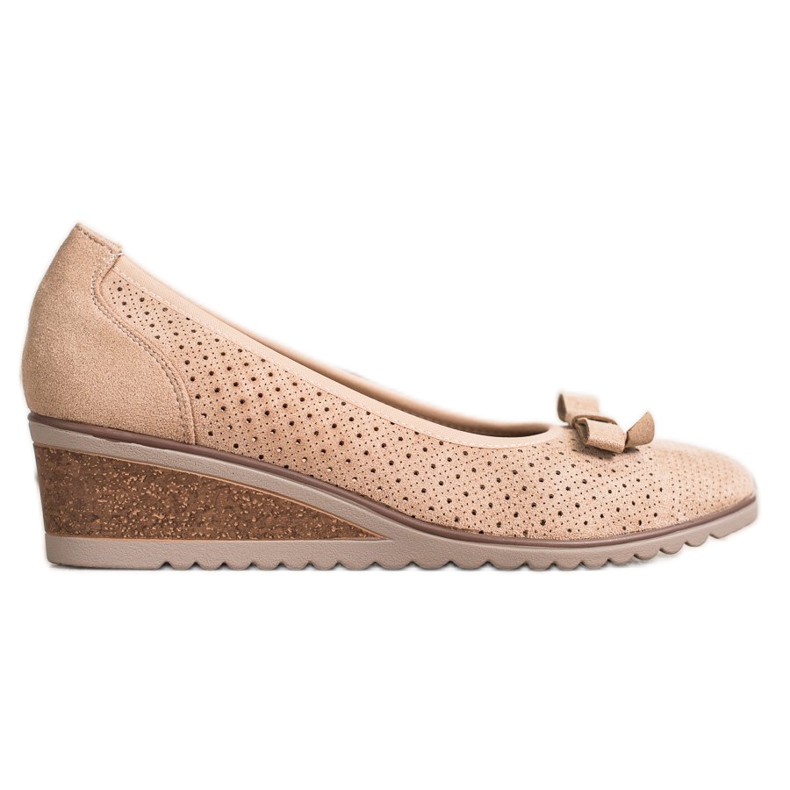 Vinceza Bombas de cunha a céu aberto bege