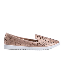 Mocassins de champanhe com acabamento Margari em orla rosa