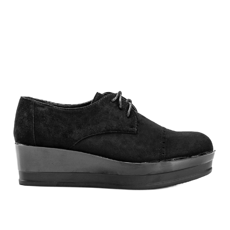 Sapatos pretos de camurça com sola alta Elisabeth