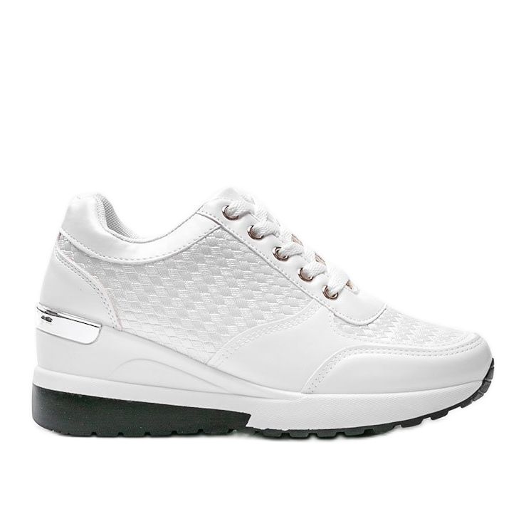 Tênis branco brilhante na cunha Mara