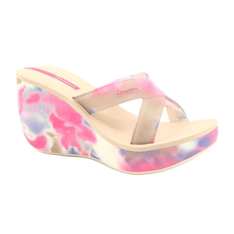 Chinelos femininos Ipanema 83071 Lipsick Straps VII bege azul rosa