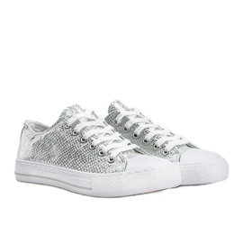 Tênis verdes com tema de pele de cobra metálica Melinda Tênis verdes com tema de pele de cobra metálica Melinda