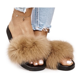 SEA Chinelos femininos com pele de camelo Belmondo marrom preto