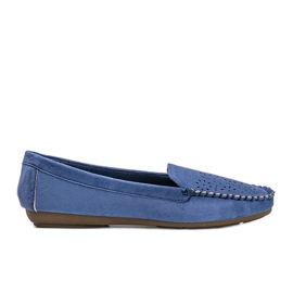 Mocassins azuis com biqueira Justine com detalhes azul Mocassins azuis com biqueira Justine com detalhes azul