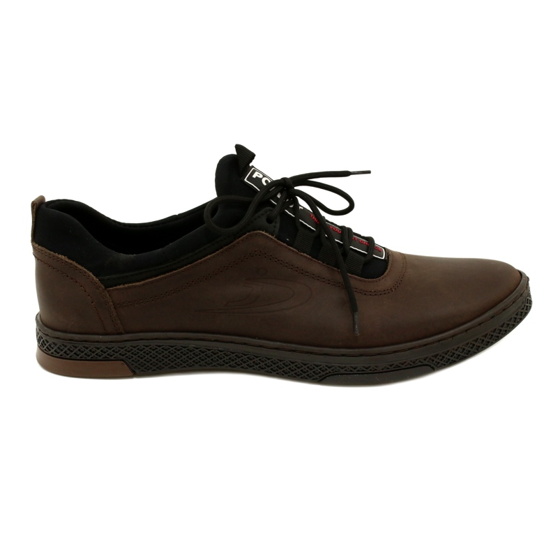 Polbut Sapatos masculinos de couro casual K24 marrom castanho