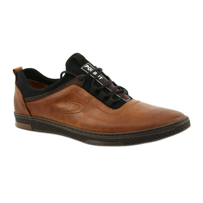 Polbut Sapatos casuais de couro masculino K24 1337 castanho
