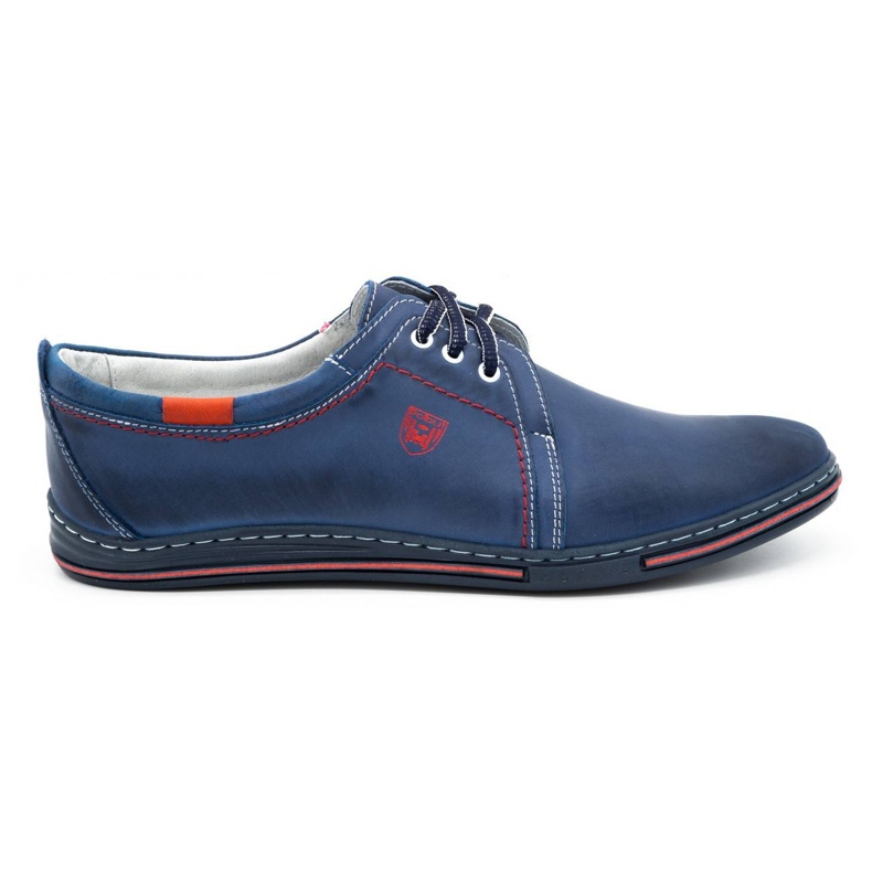 Polbut Sapatos de couro masculino 343 azul marinho