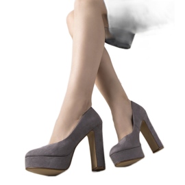 Salto alto cinza na plataforma Aisha