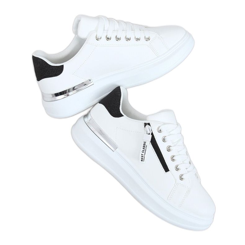 Tênis feminino branco F006 BRANCO / PRETO